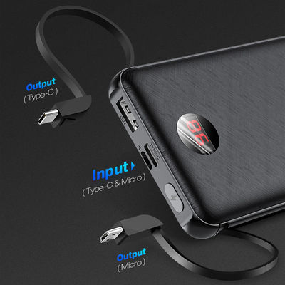 एलसीडी डिस्प्ले के साथ 10000mAh 8 पिन माइक्रो यूएसबी इनबिल्ट केबल पावर बैंक